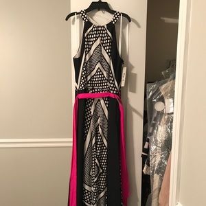 Eliza J Scarf Print Crepe de Chine FitnFlare Maxi